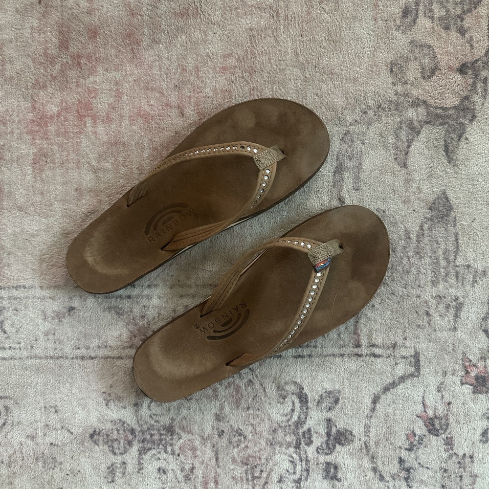 Rainbow flip flops
